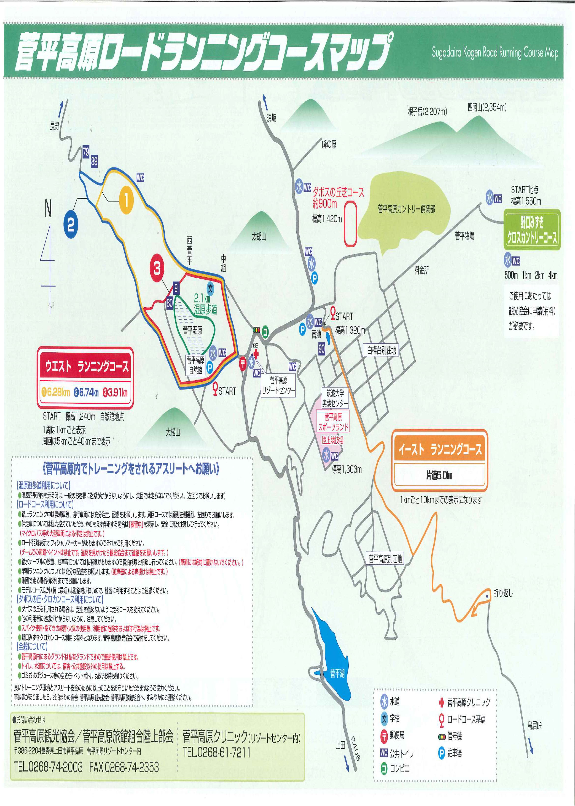 菅平高原ロードランニングコースマップ